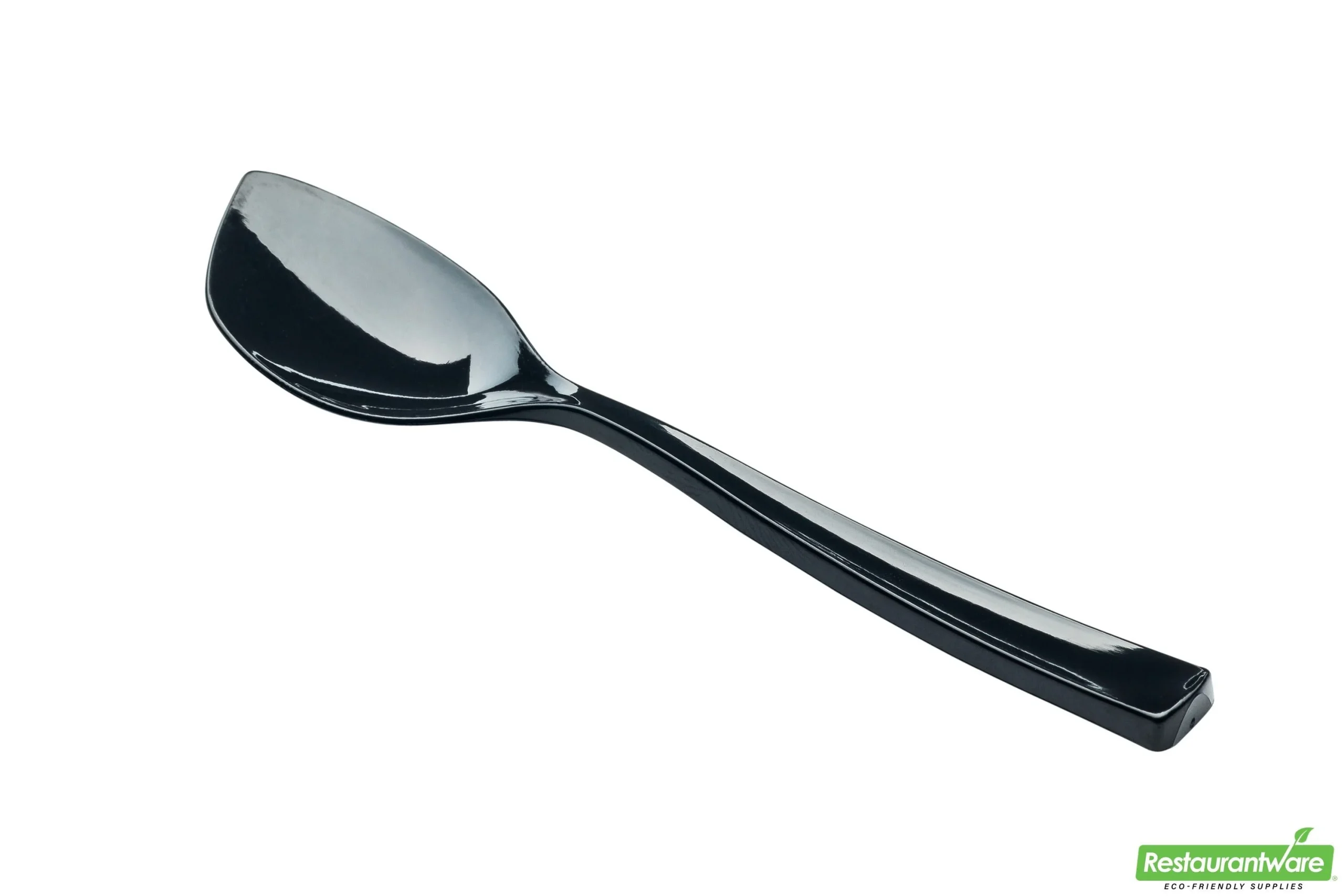 Spoons, Dessert, Petal, Heavyweight Plastic, Black, 4.5 Inch, 4.5 Linear Inch,1 - 500 COUNT