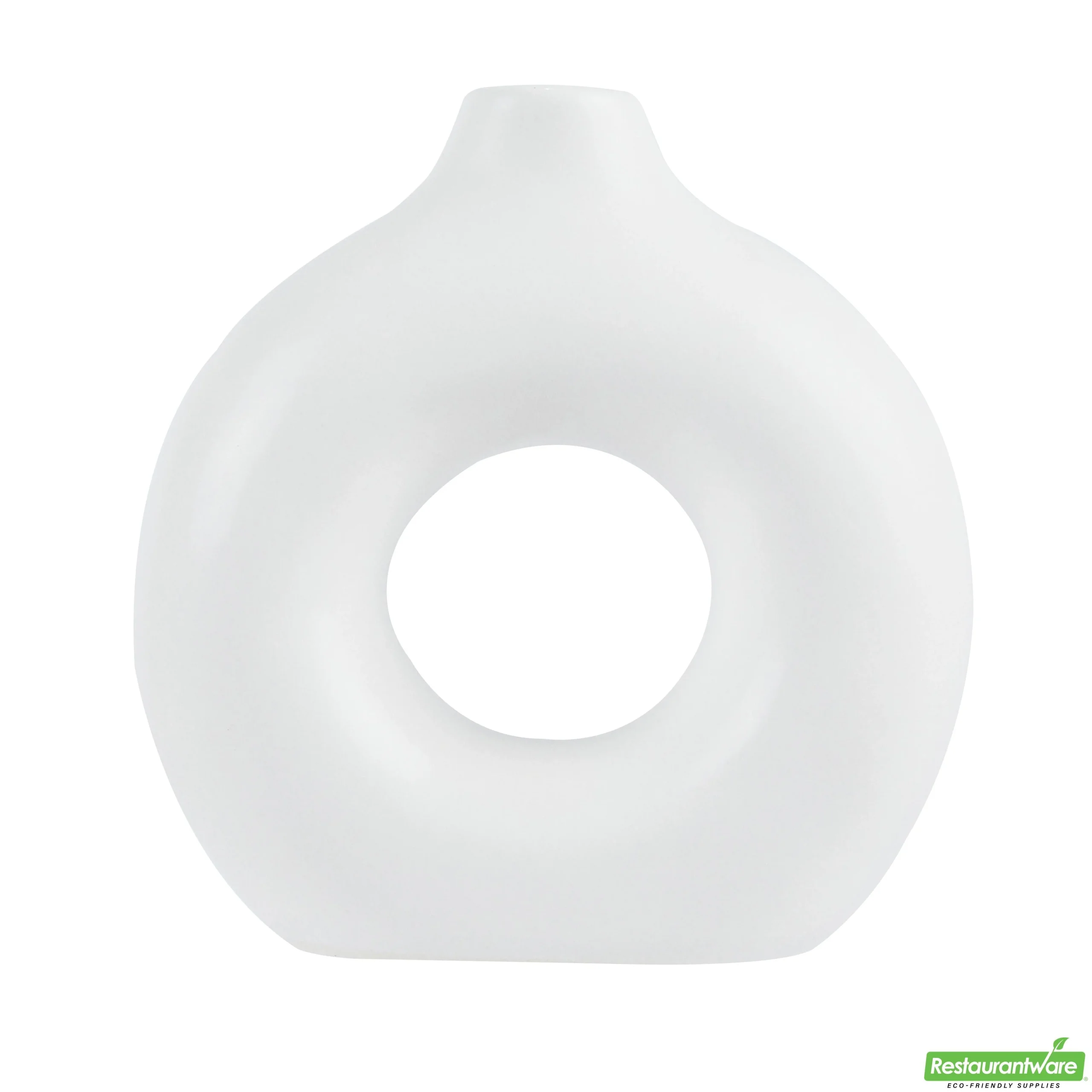 Vase, Table Art, 5.75 x 2.25 x 6 Inch, Ceramic, White, Donut Shape,1 - 1 EACH
