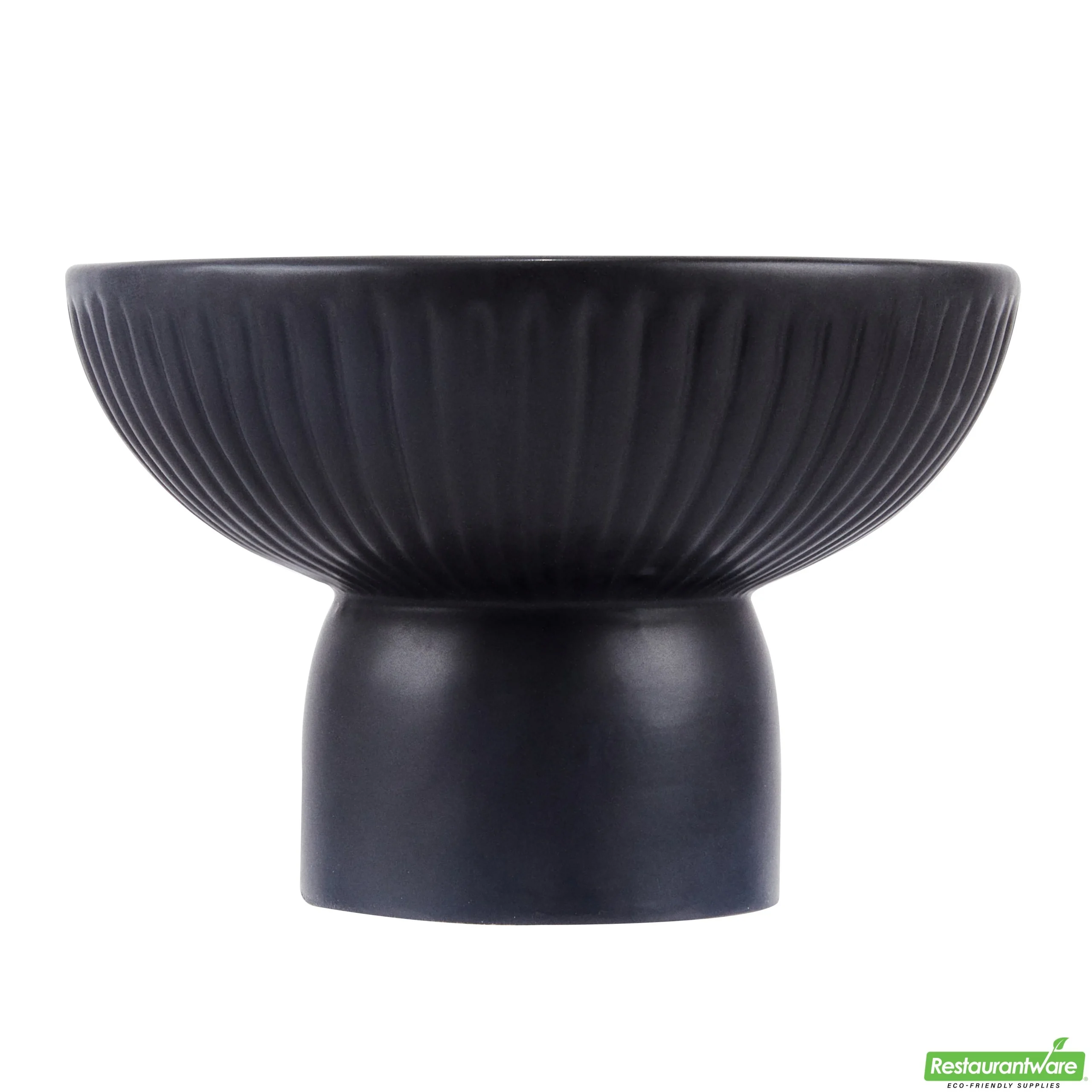 Vase, Table Art, 6 x 6 x 4 Inch, Ceramic, Black, Pedestal Shape,1 - 1 EACH