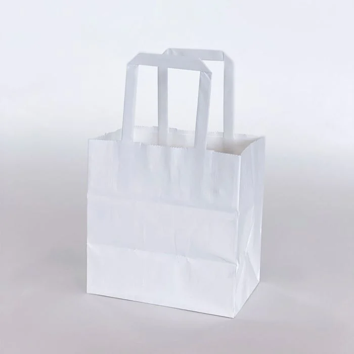 Bags, Eighth-Peck, Paper, White, Plain, Double Handle, Junior,500 - 1 EACH