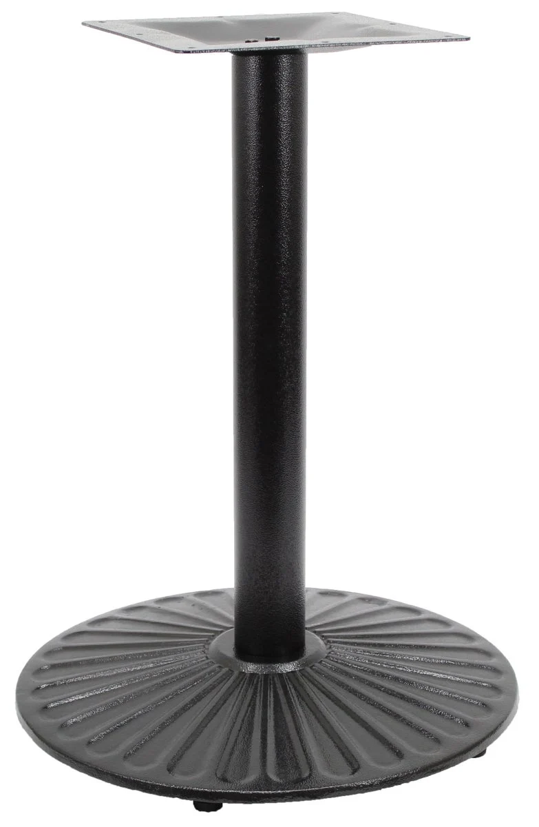 Table Base, 22 Inch, Bar Height, Semi-Gloss, Black, Sun Beam Design, Round,2 - 1 COUNT