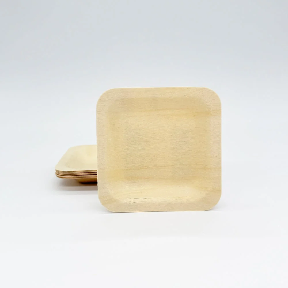 Plates, 4.5 Inch, Paper, Wooden-Style, Square,300 - 1 EACH