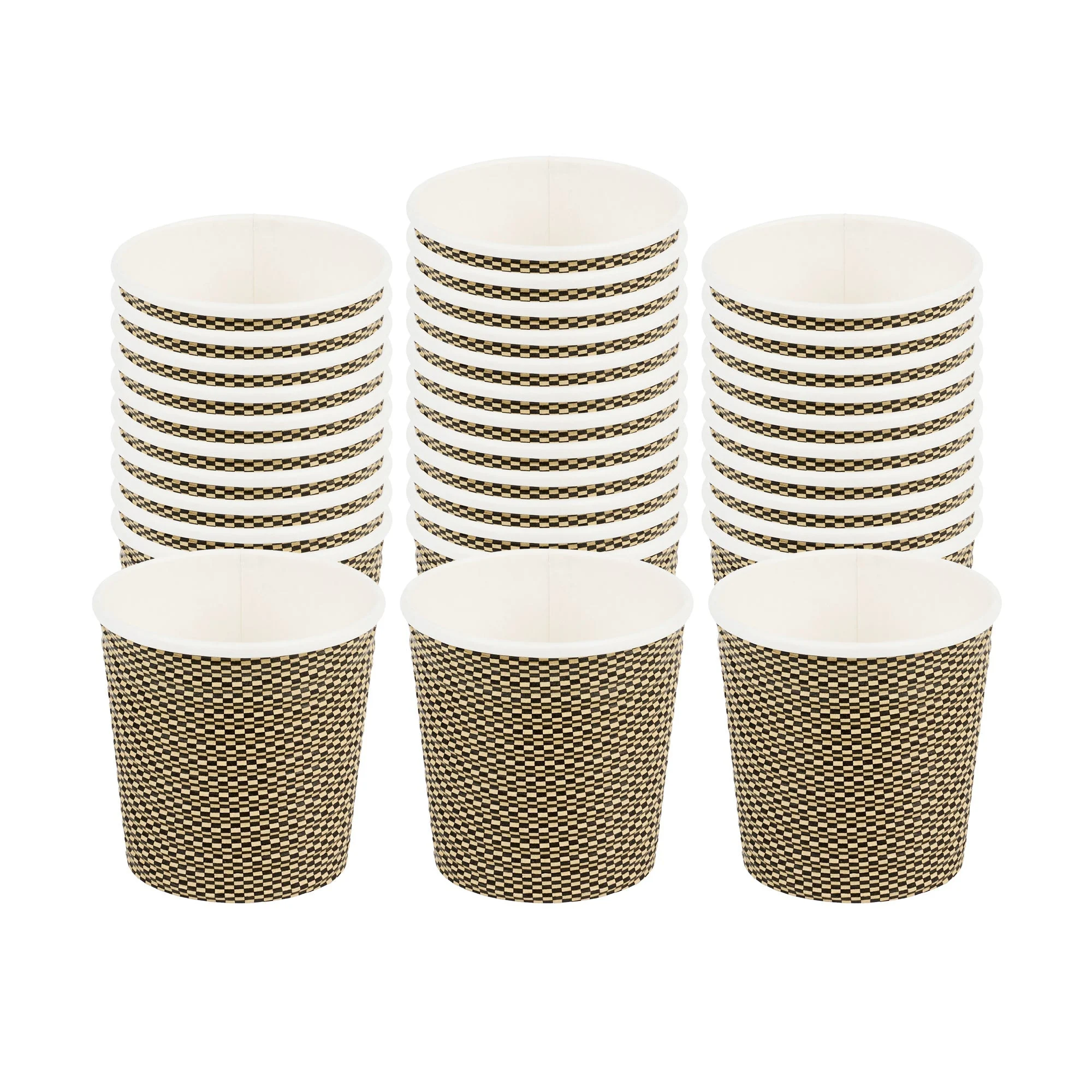 Cups, Coffee, 4 Ounce, Paper, Mocha Pin Check, Spiral Wall, 2.50 x 2.50 x 2.25 Inch,20 - 25 COUNT