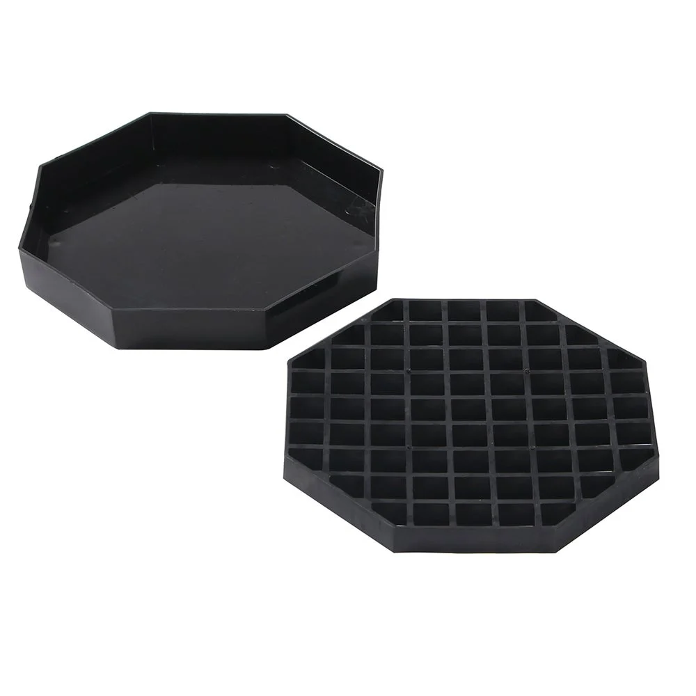 Tray, Drip, 5 Inch, Octagonal, Black, Plastic, with Removable Grate,1 - 1 EACH
