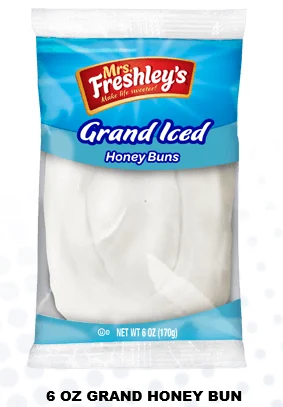 Mrs. Freshley's Grand Iced Honey Bun 6 Ounce Size - 48 Per Case.