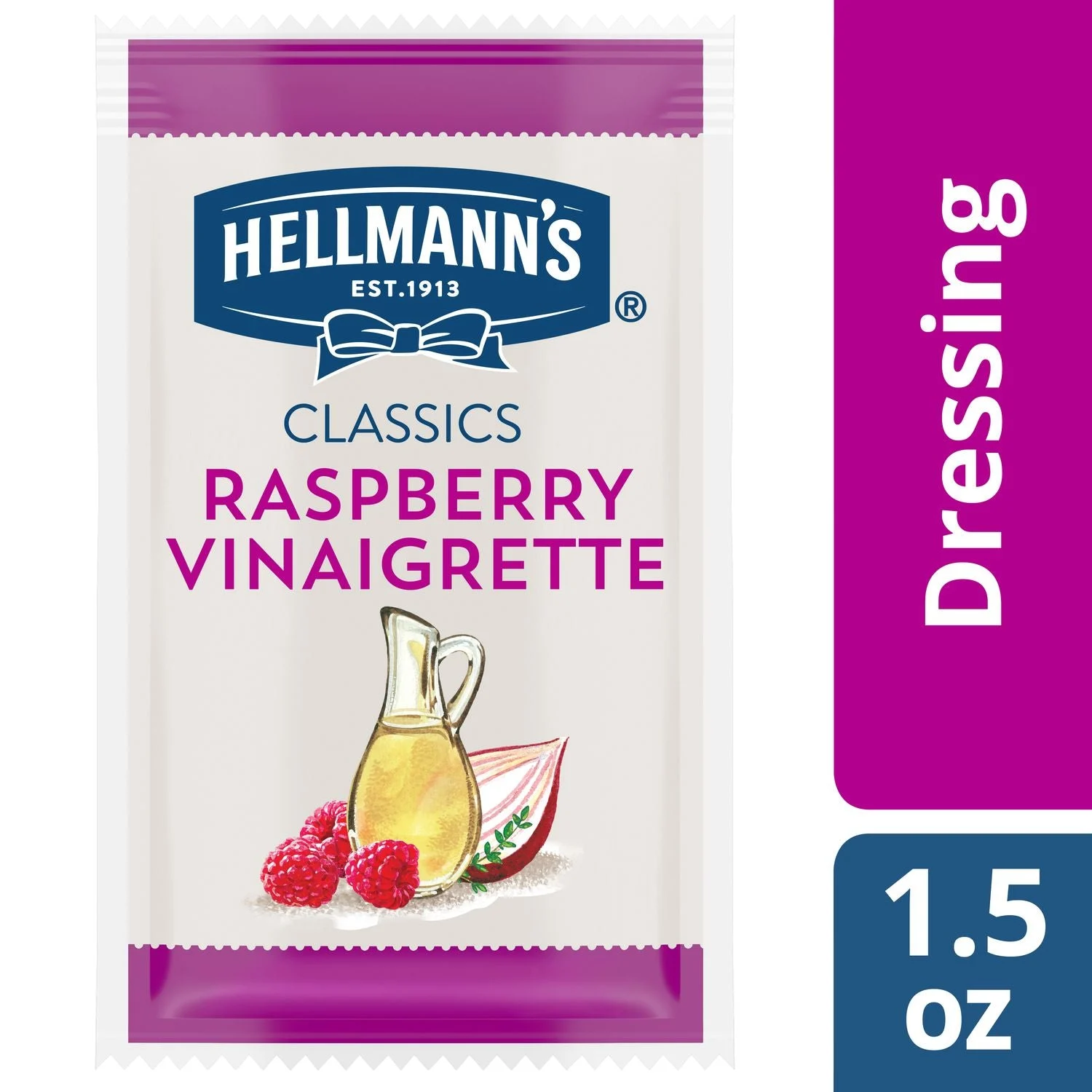 Hellmann's Classics Salad Dressing Portion Control Sachets Raspberry Vinaigrette 1.5 Fluid Ounce - 102 Per Case.