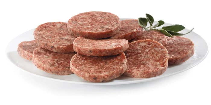 Odoms Tennessee Pridewhole Hog Fresh Sliced 4 Inch Sausage Patties Mild 3.2 Ounce Size - 60 Per Case.
