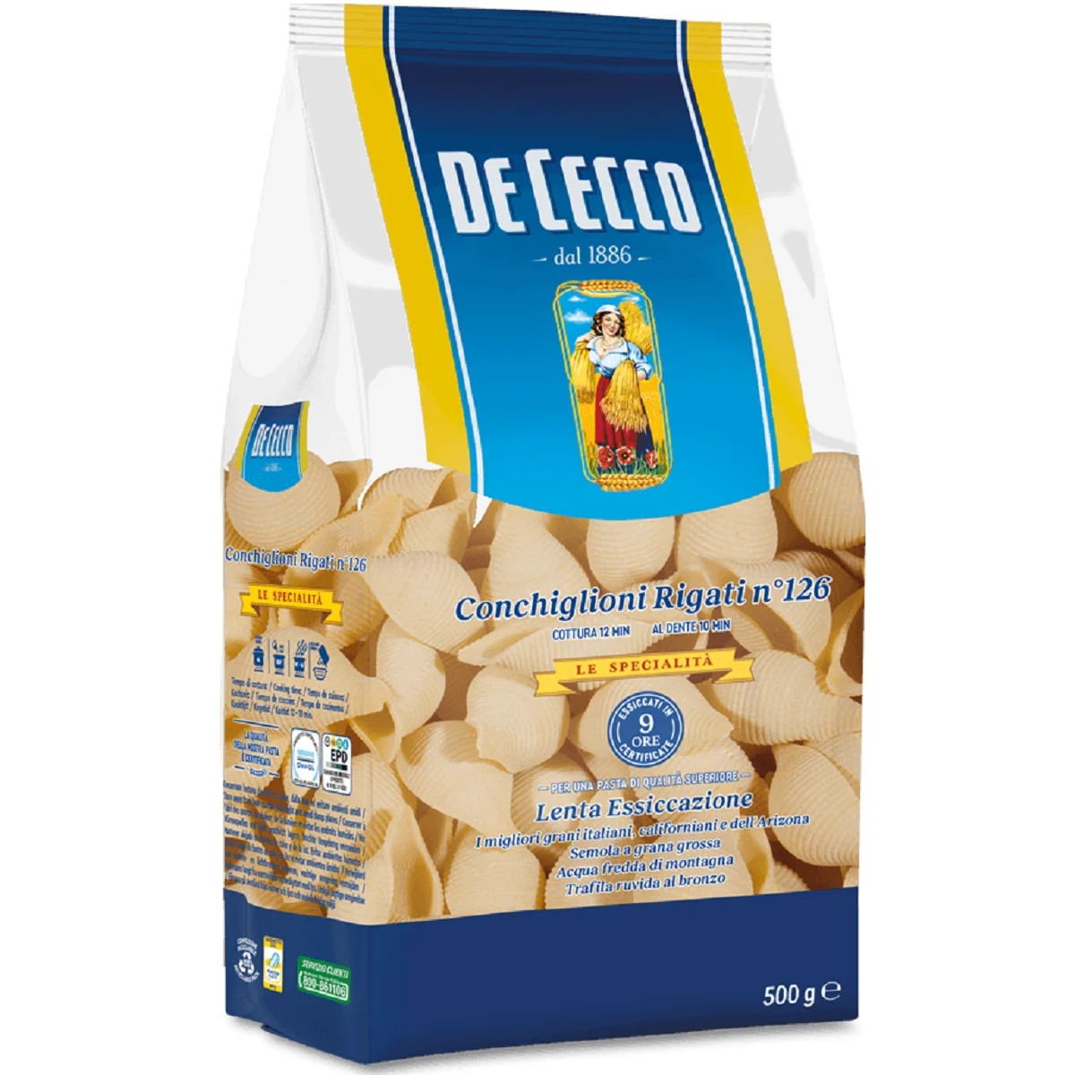 De Cecco Conchiglioni Rigati No 126 500g