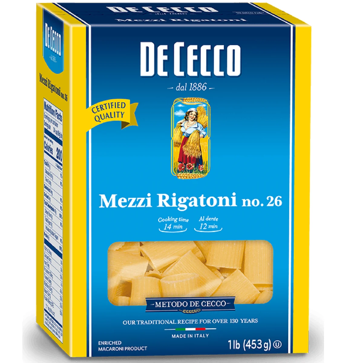 De Cecco Mezzi Rigatoni No 26 500g