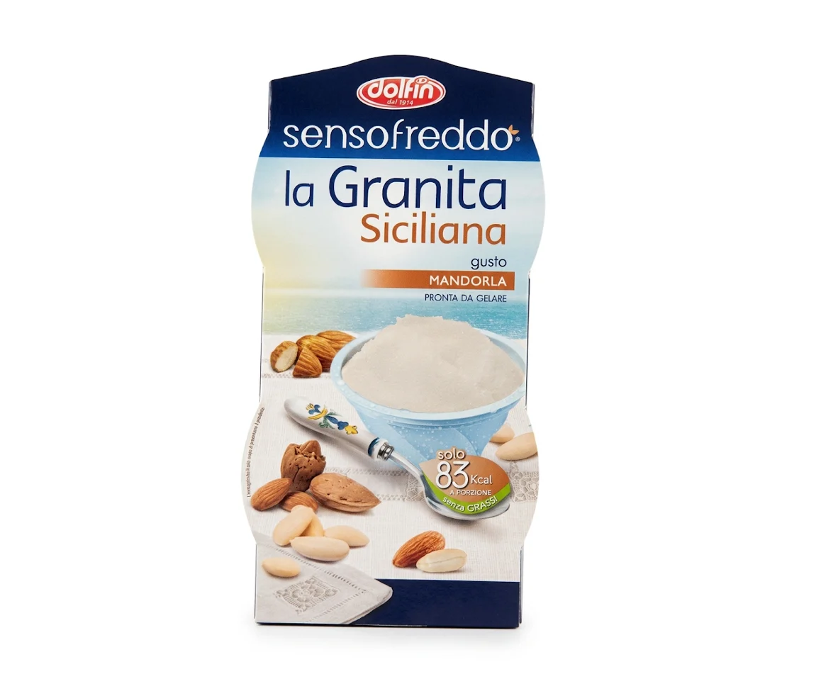 [Best Before Date June 30, 2026] Dolfin Sensofreddo Sicilian Almond Granita – Ready-to-Freeze Slush Cups 2x100ml