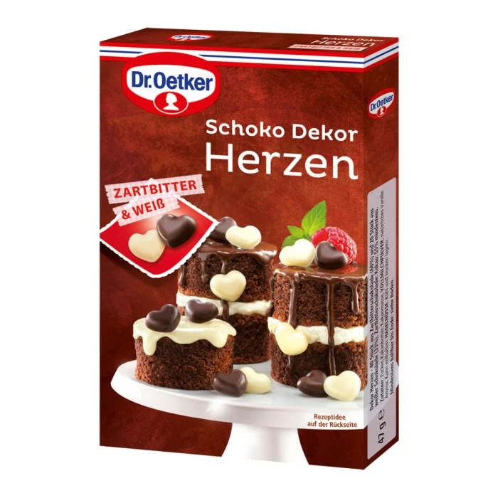 Dr. Oetker Schoko Dekor Herzen Zartbitter & Weiße Schokolade 47g