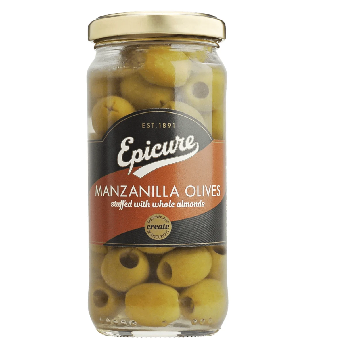 Epicure Manzanilla Olives stuffed with whole almonds 240g