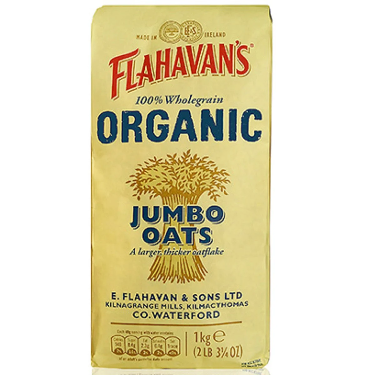 Flahavan’s Organic Jumbo Oat Flakes 1kg