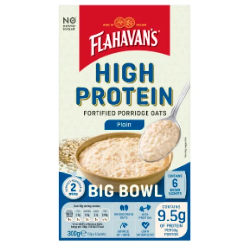 Flahavan’s High Protein Plain Fortified Porridge Oats 6 sachets 300g