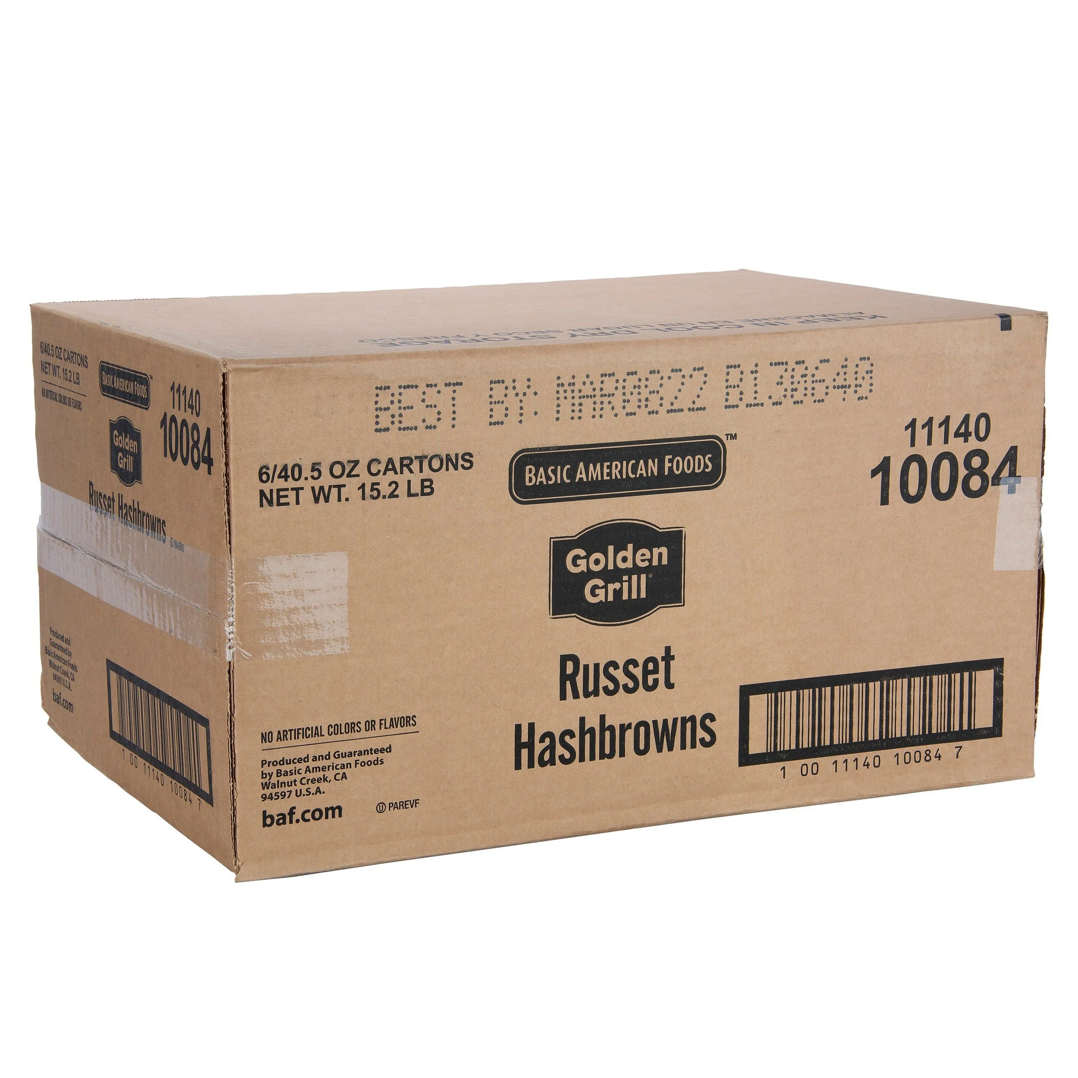 Golden Grill Russet Hashbrowns Half Cup Servings Per Loose Shred Grills Fas 40.5 Ounce Size - 6 Per Case.