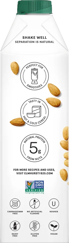 Elmhurst Milked Milked Unsweetened Almond 32 Fluid Ounce - 6 Per Case.