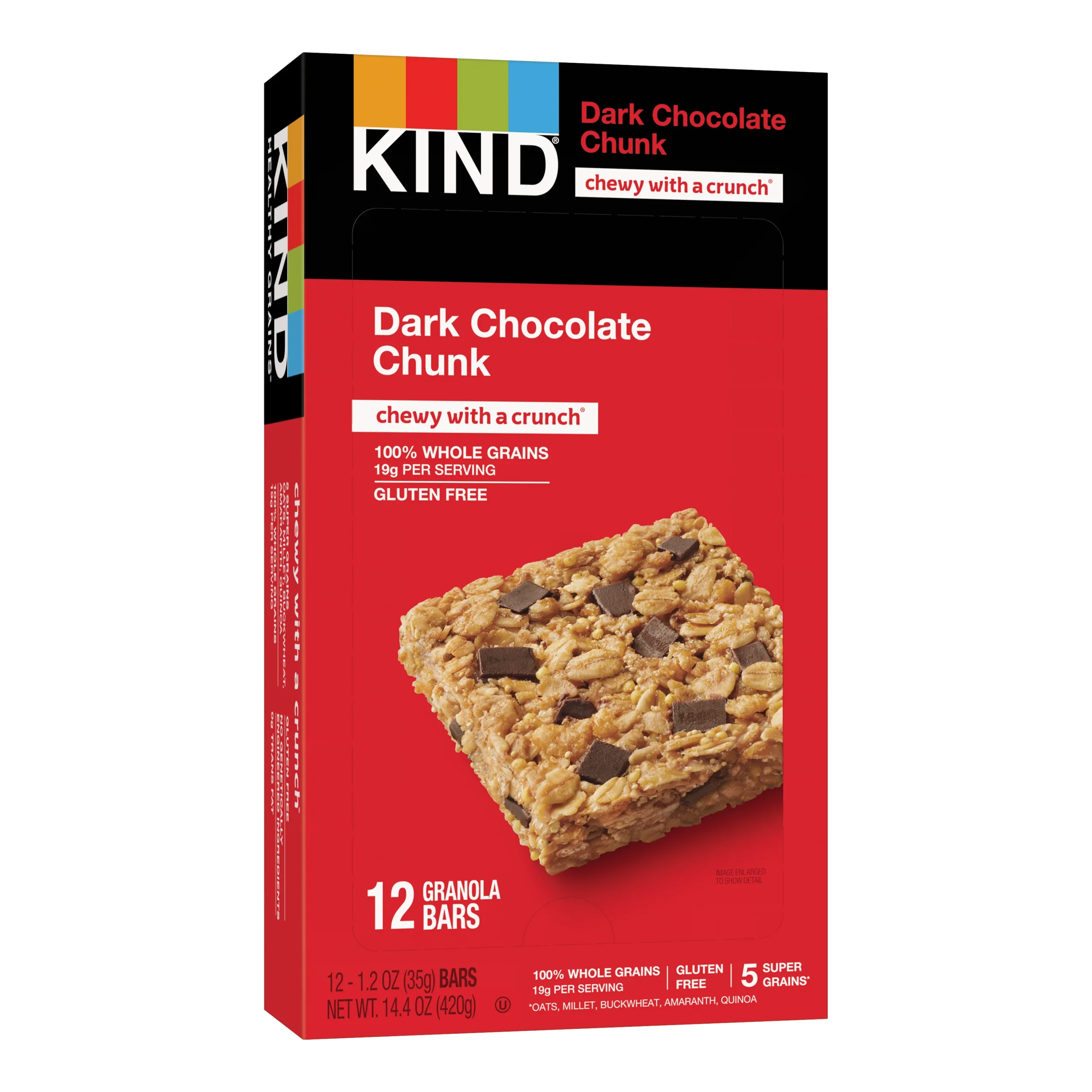 Kind Healthy Snacks Dark Chocolate Chunk Granola Bar 1.2 Ounce Size - 72 Per Case.