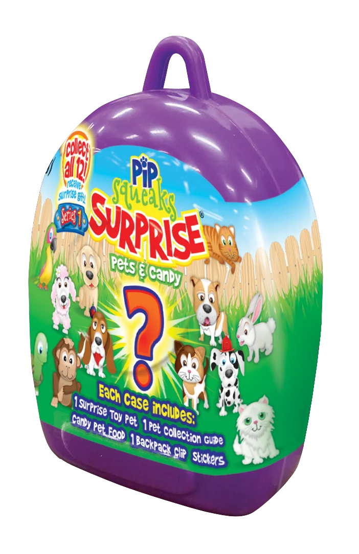 Pip Squeaks Surprise Collectible Surprise Pets And Candy Display Carton 0.4 Ounce Size - 60 Per Case.