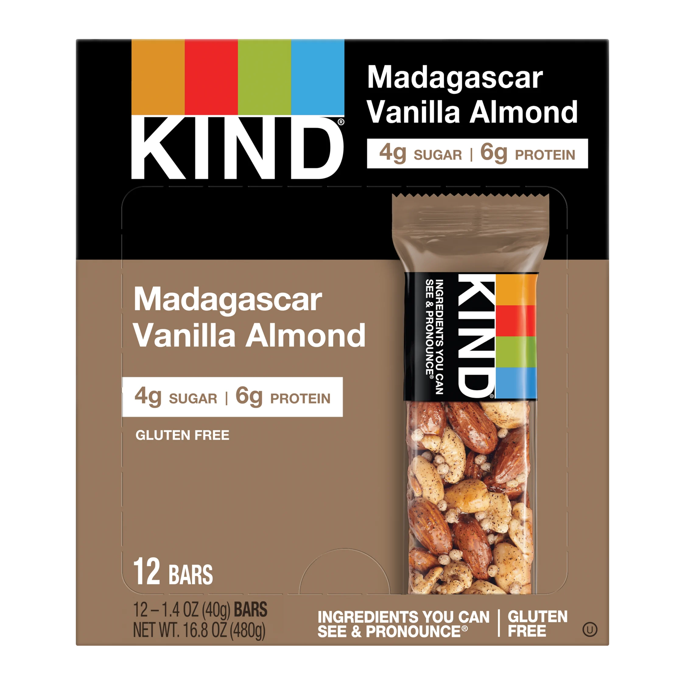 Kind Healthy Snacks Madagascar Vanilla Almond Bar 1.4 Ounce Size - 72 Per Case.
