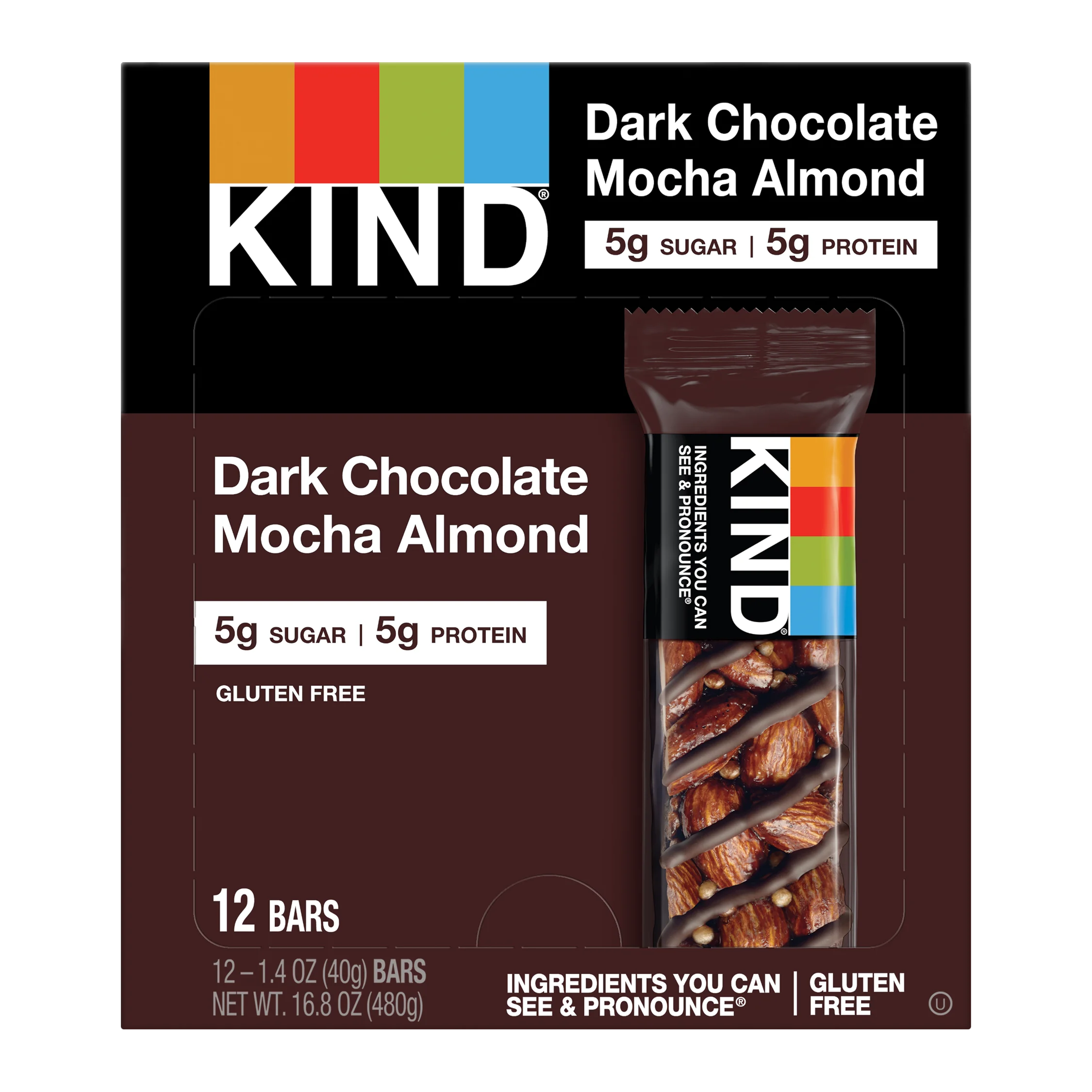 Kind Healthy Snacks Dark Chocolate Mocha Almond Bar 1.4 Ounce Size - 72 Per Case.