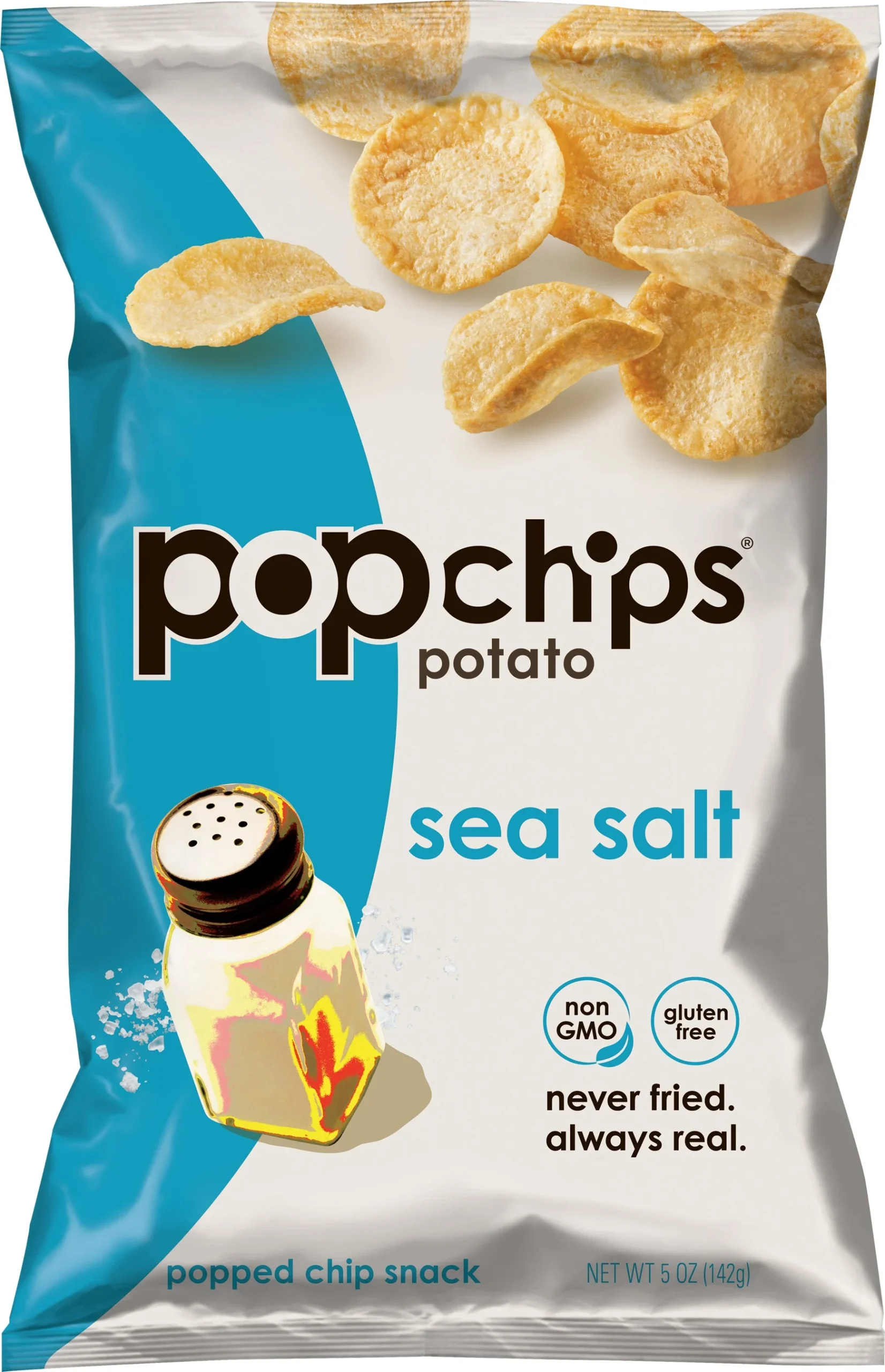 Popchips Sea Salt Potato Chip Snack 5 Ounce Size - 12 Per Case.