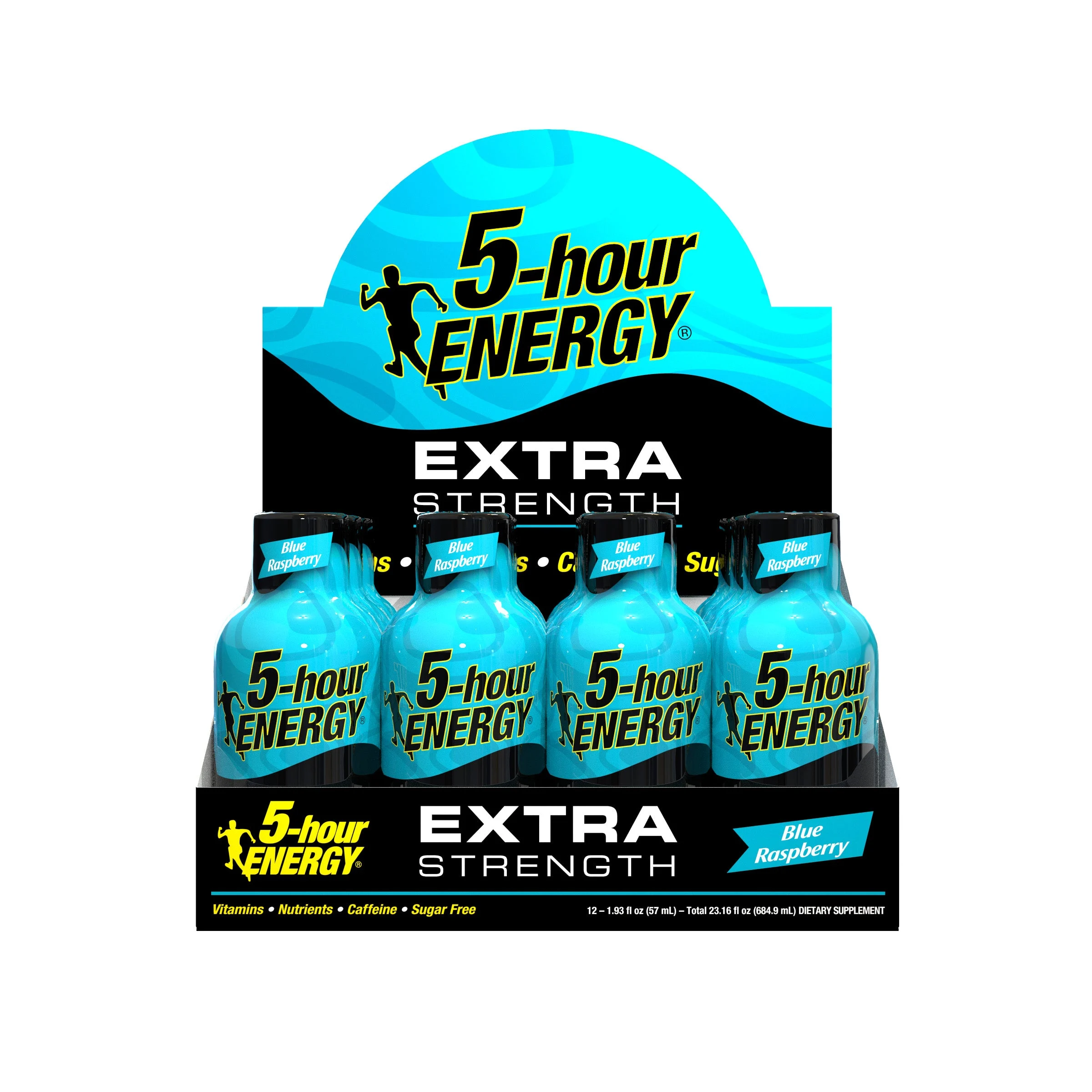 Hour Energy Shot Extra Strength Blue Raspberry Pack 1.93 Fluid Ounce - 216 Per Case.
