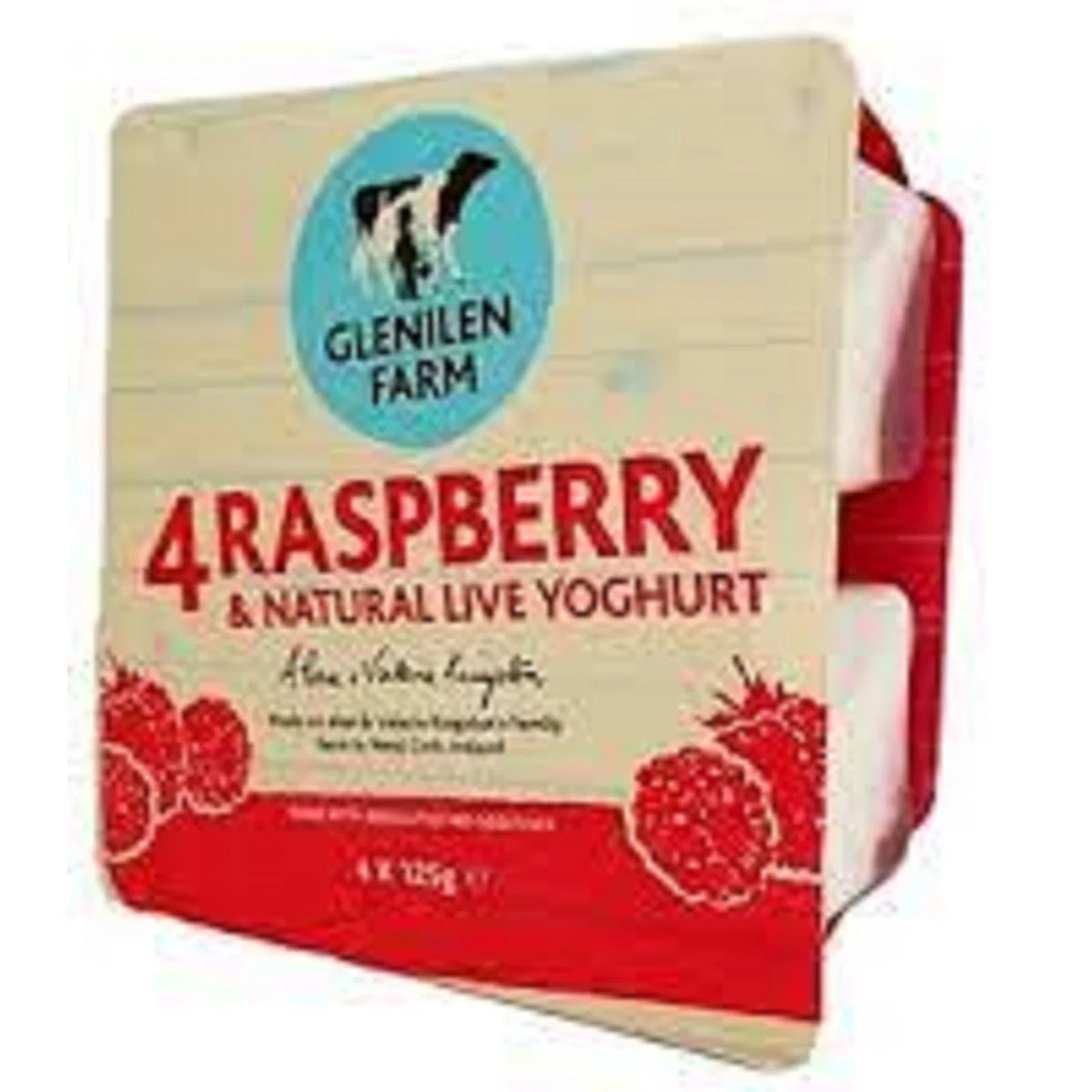 Glenilen Farm Raspberry & Natural Live Yoghurt 4x125g