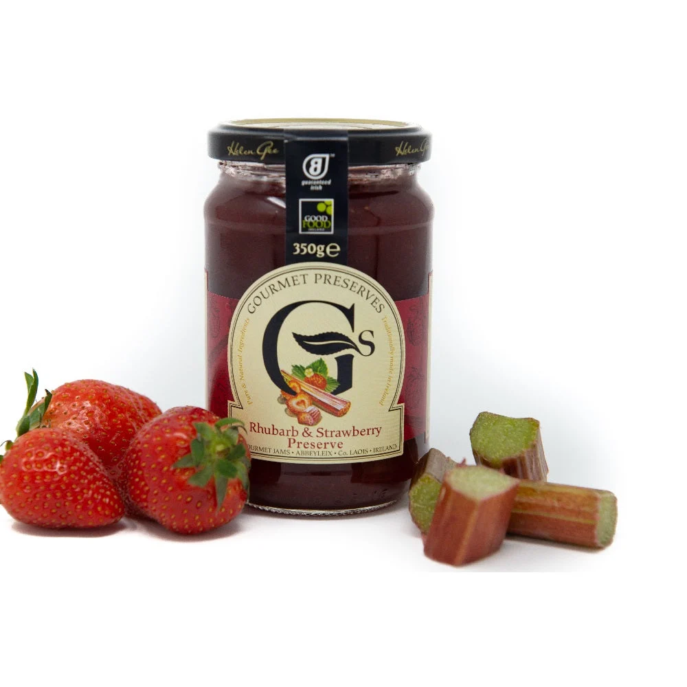 G's Gourmet Preserves Rhubarb and Strawberry Jam 340g