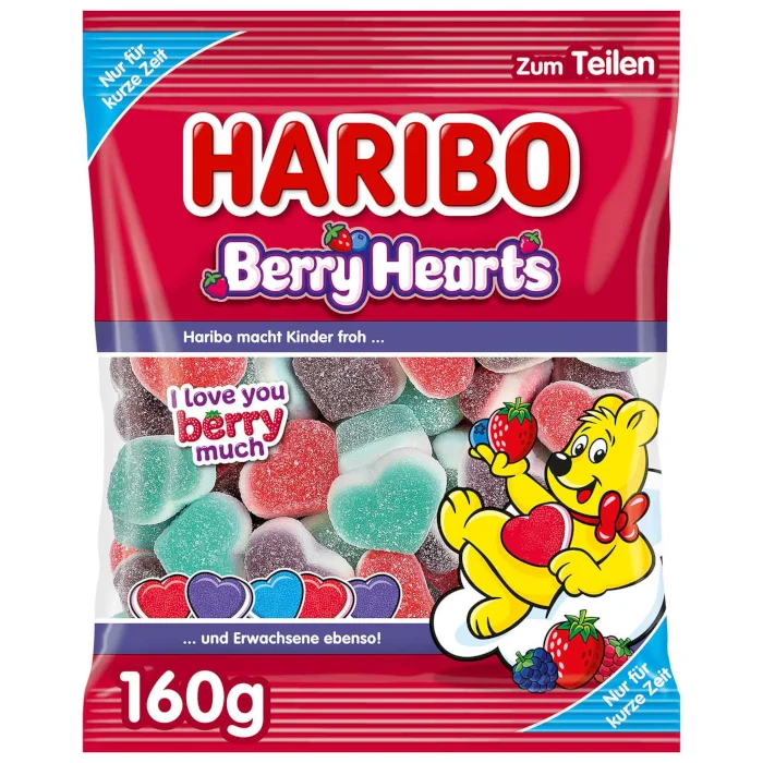 HARIBO Berry Hearts Fruchtgummi mit Schaumzucker 160g / 5.64oz