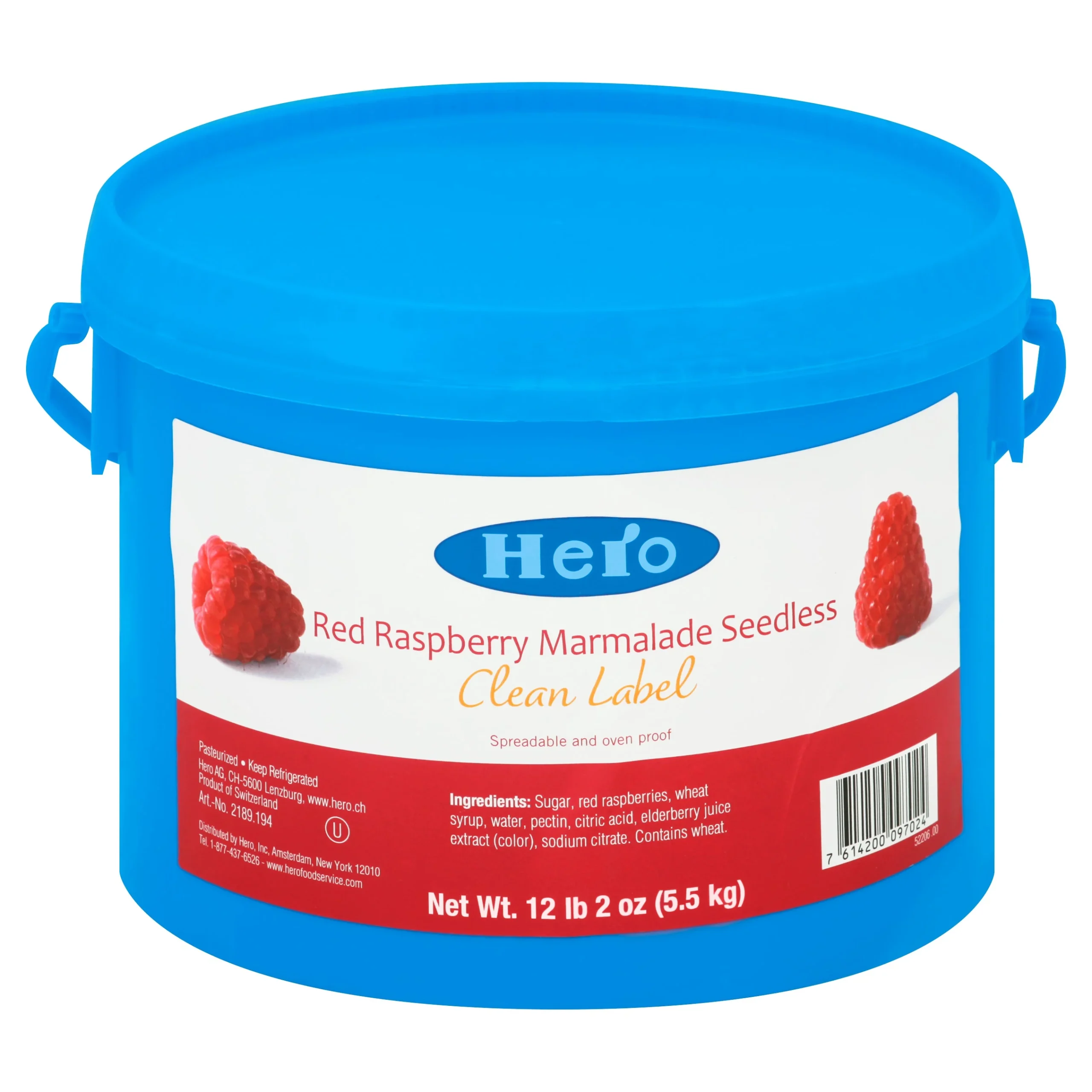 Hero Baking Jam Raspberry Seedless Clean 12.12 Pound Each - 1 Per Case.