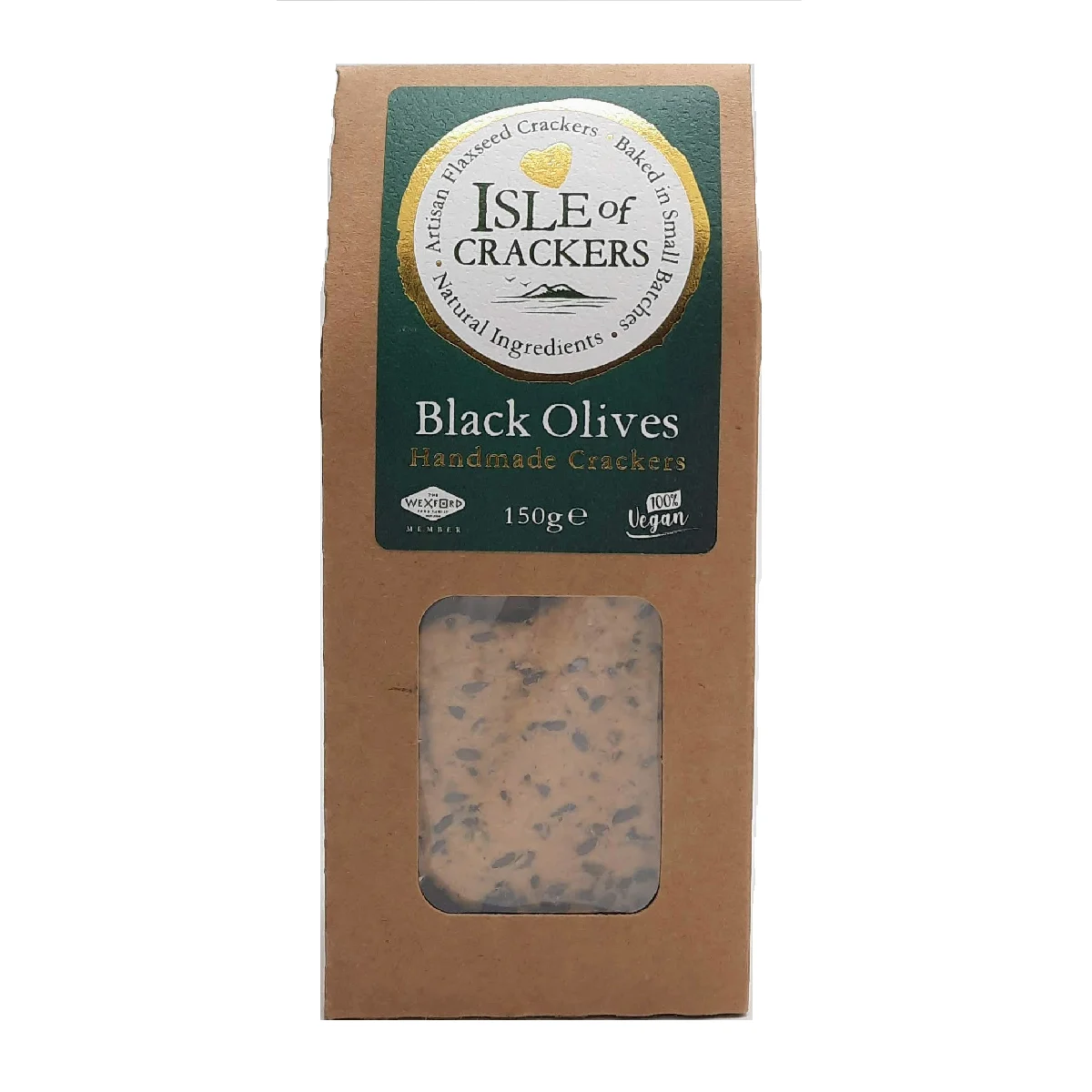 Isle of Crackers Handmade Crackers with Black Olives 150g