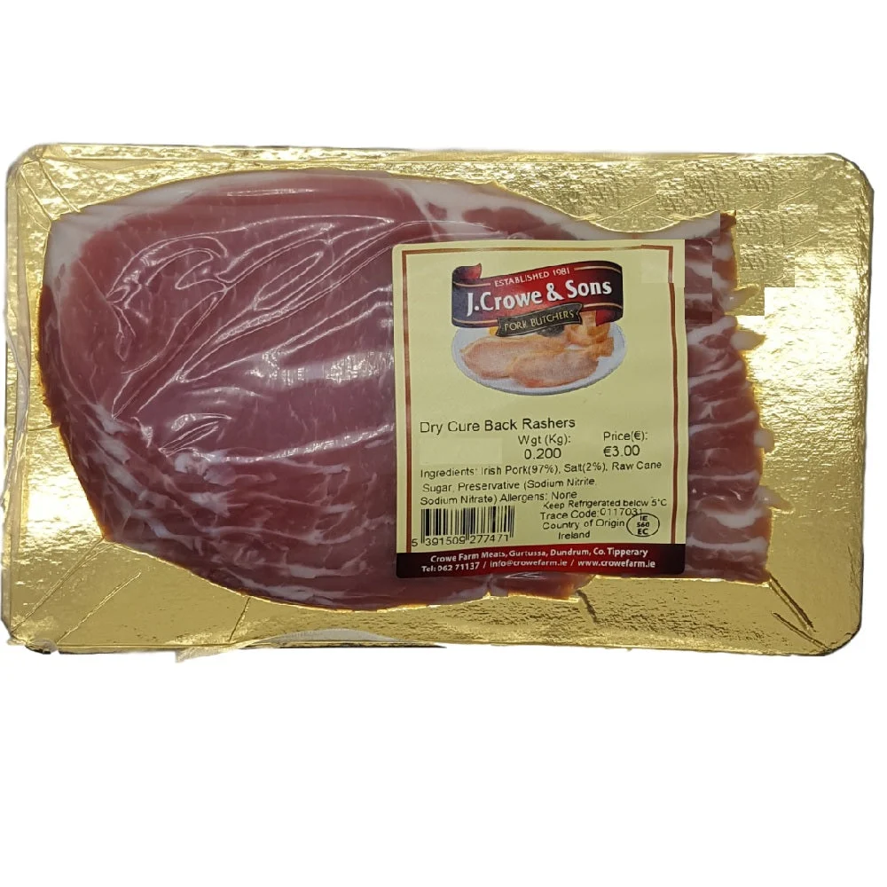 J. Crowe & Sons Dry Cure Back Rashers 200g