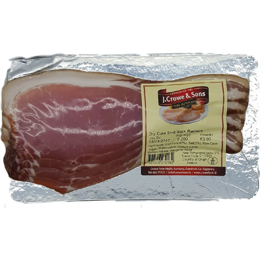 J. Crowe & Sons Dry Cure Smoked Back Rashers 200g