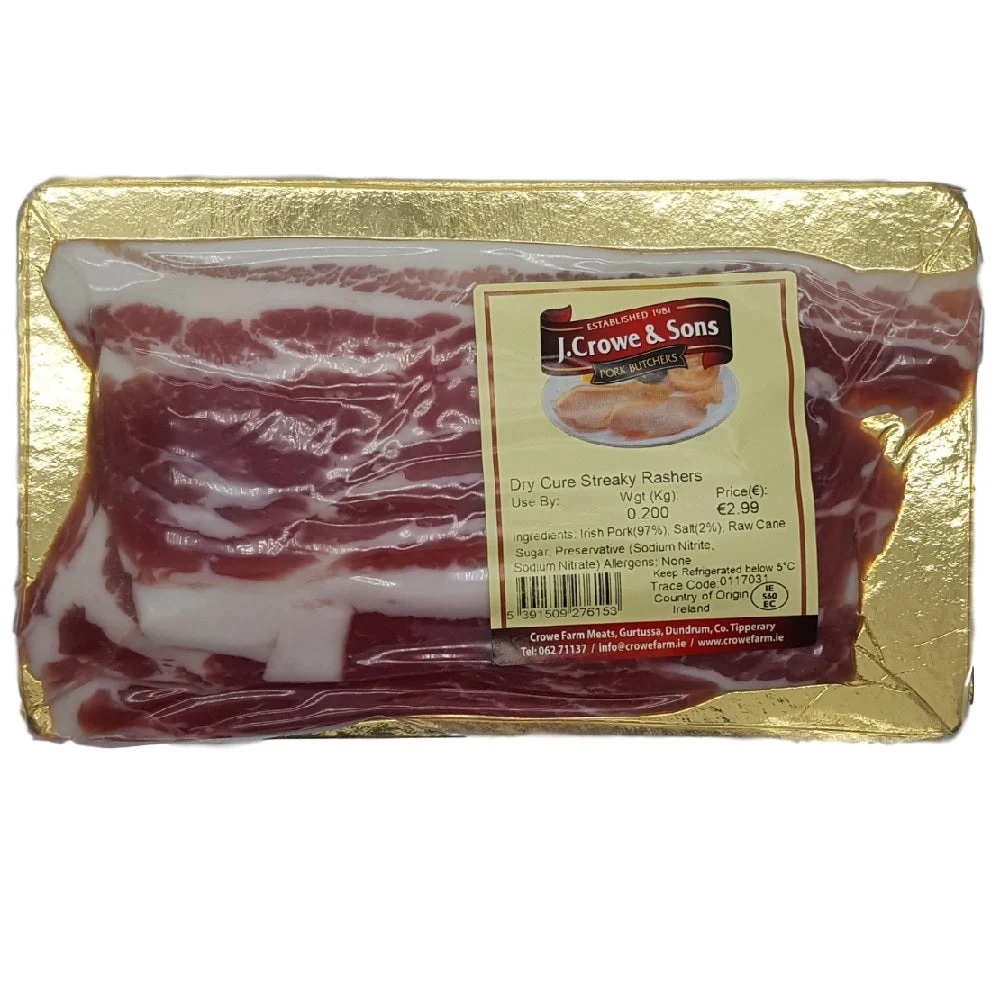 J. Crowe & Sons Dry Cure Streaky Rashers 200g