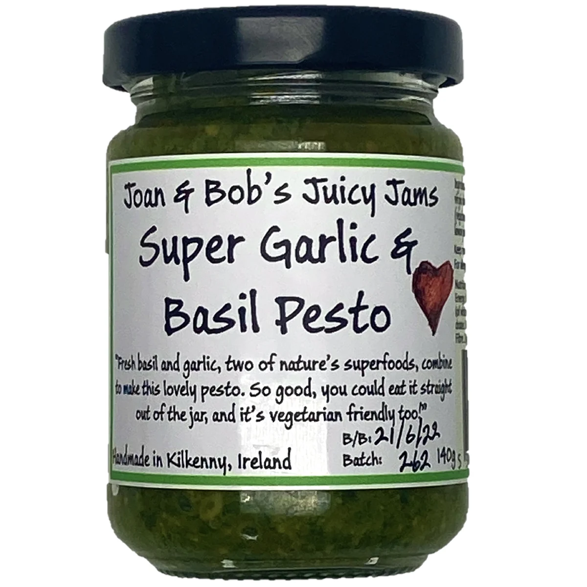 Joan & Bob's Juicy Jams Super Garlic & Basil Pesto 140g