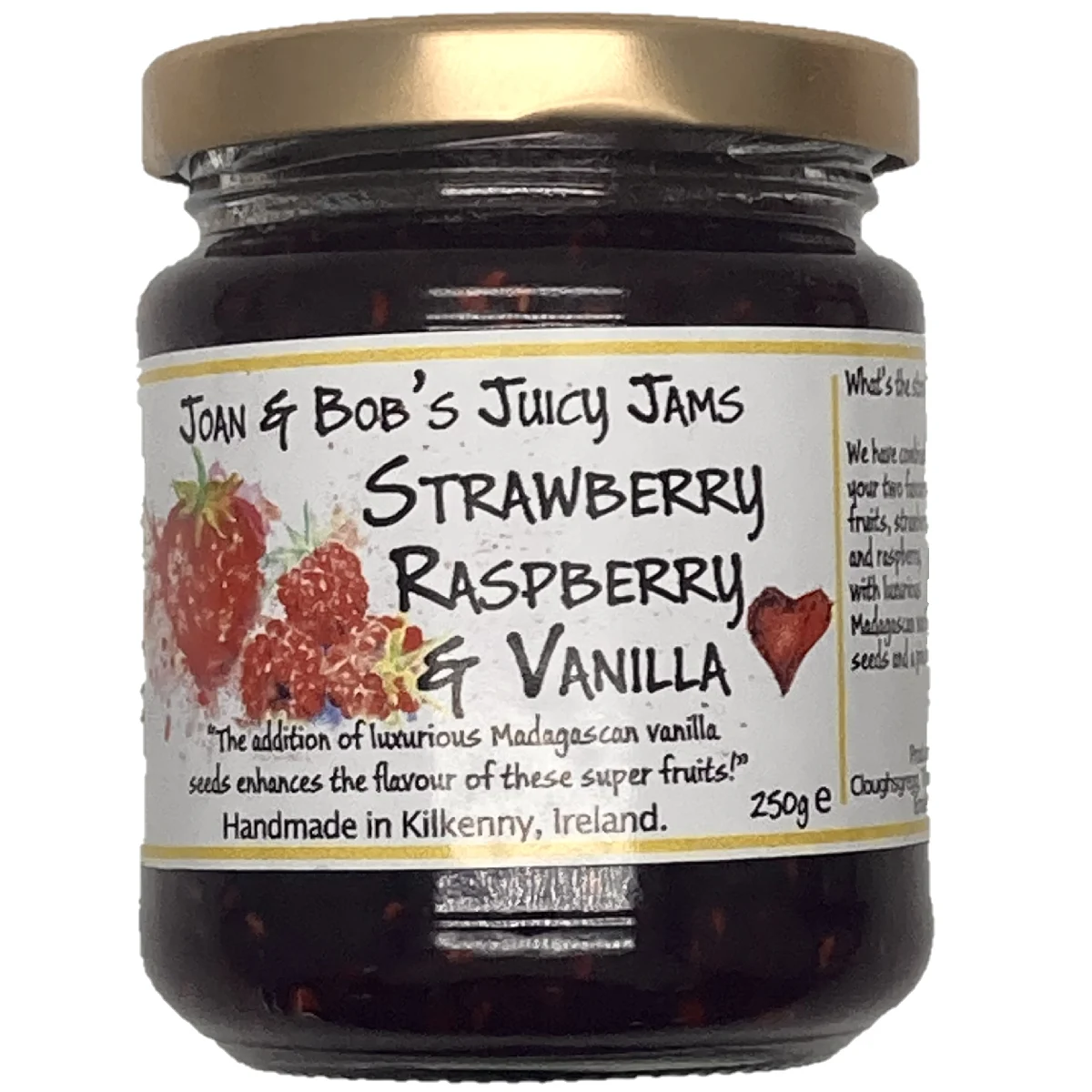 Joan & Bob's Strawberry Raspberry & Vanilla Jam 250g