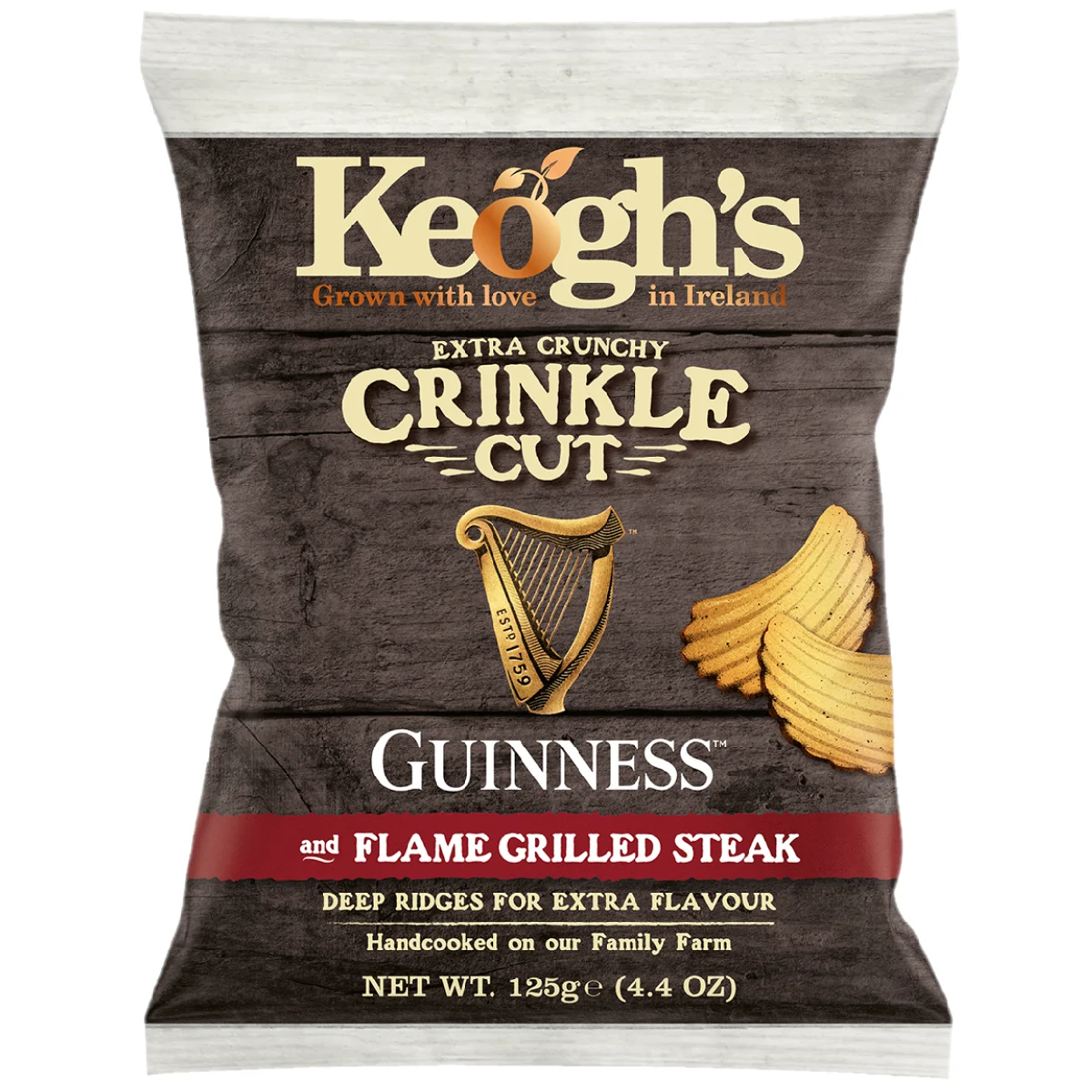 Keogh's Crinkle Cut Guinness and Flame Grilled Steak Crisps 125g