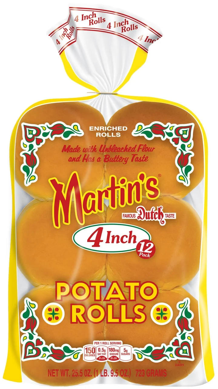 Martins 4 Inch Potato Sandwich 12 Each - 4 Per Case.