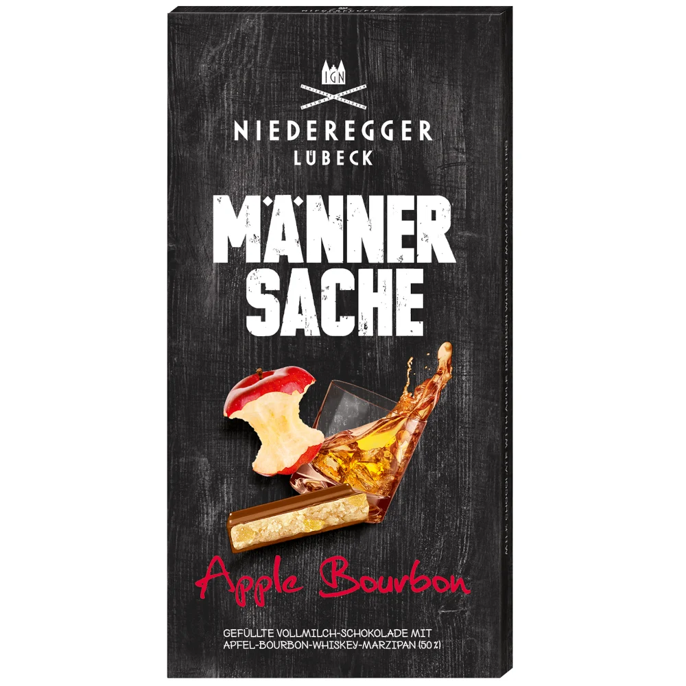 Niederegger Männersache Marzipan Schokoladentafel Apple Bourbon 110g// MHD: 03/05/2026