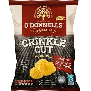 O'Donnells Crinkle Cut Furrows Mature Cheese & Red Onion 125g