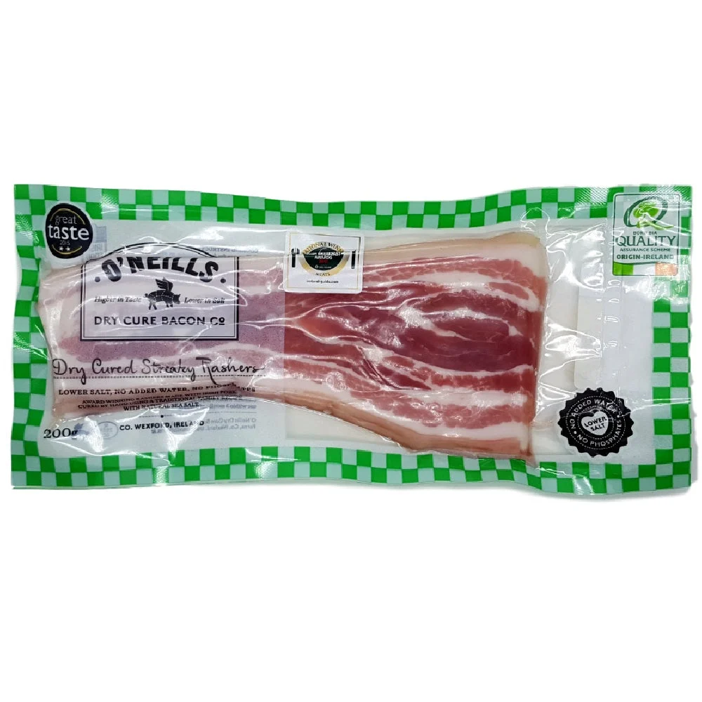 O'Neills Dry Cured Streaky Rashers 200g