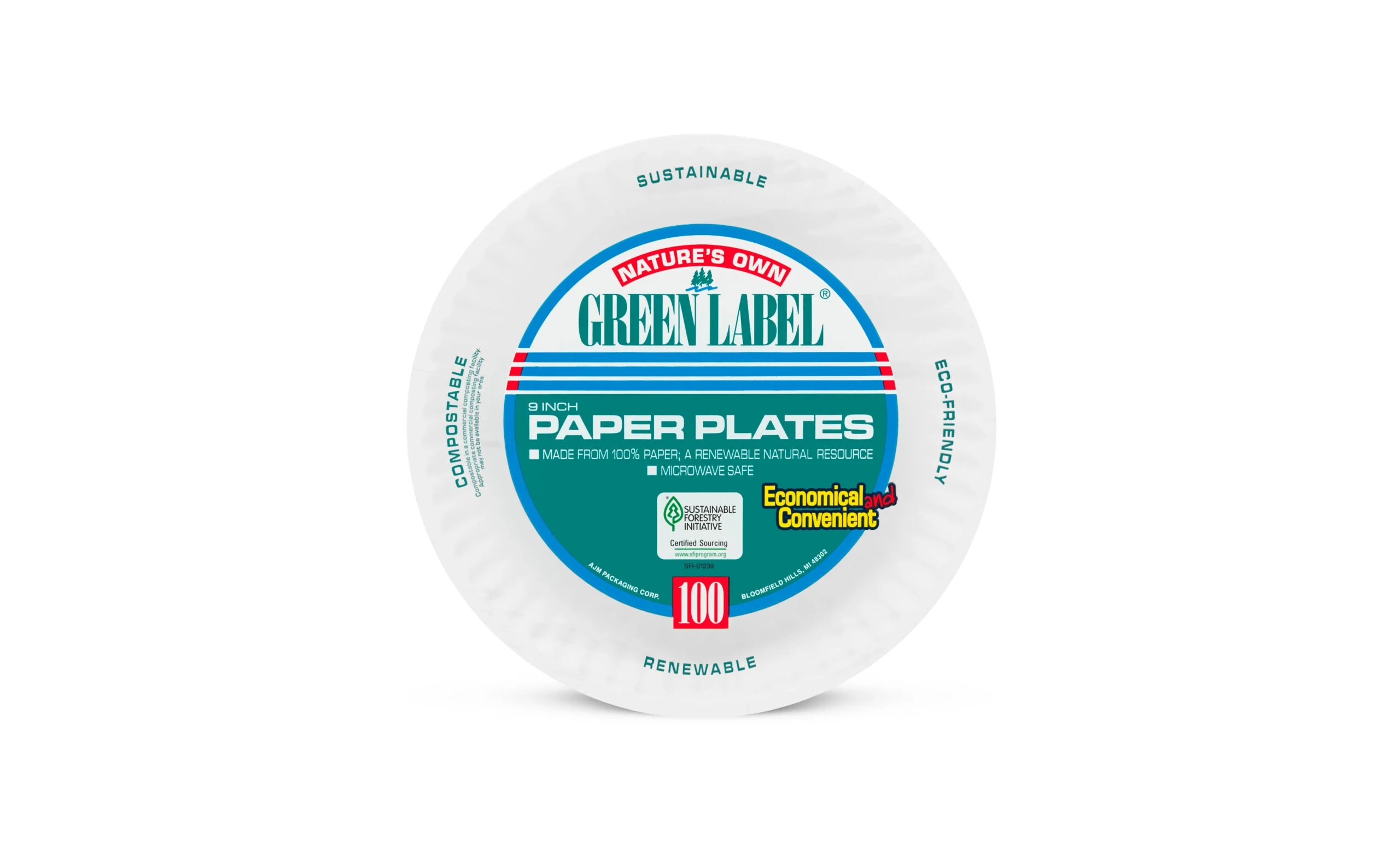 Ajm 9 Inch White Uncoated Paper Plate 1000 - 9 In