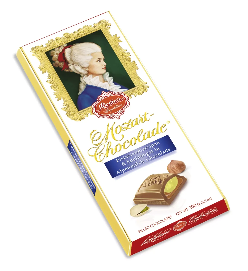 Reber Mozart-Chocolade Alpenmilch Schokoladentafel 100g