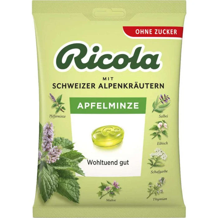 Ricola Apfelminze Schweizer Kräuterbonbons ohne Zucker 75g / 2.64oz