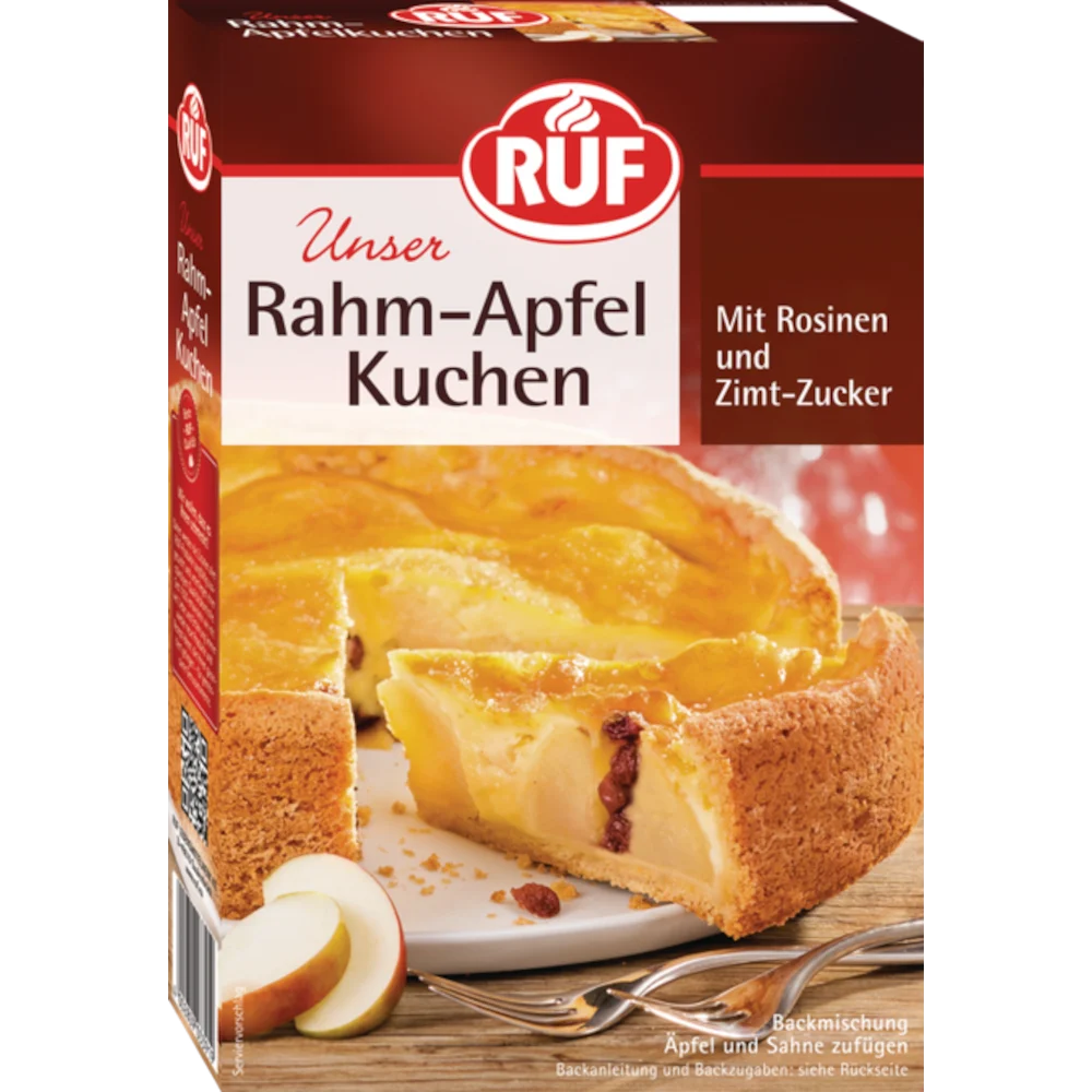 RUF Rahm-Apfelkuchen Backmischung mit Rosinen 435g / 15.34oz MHD: 04/2026
