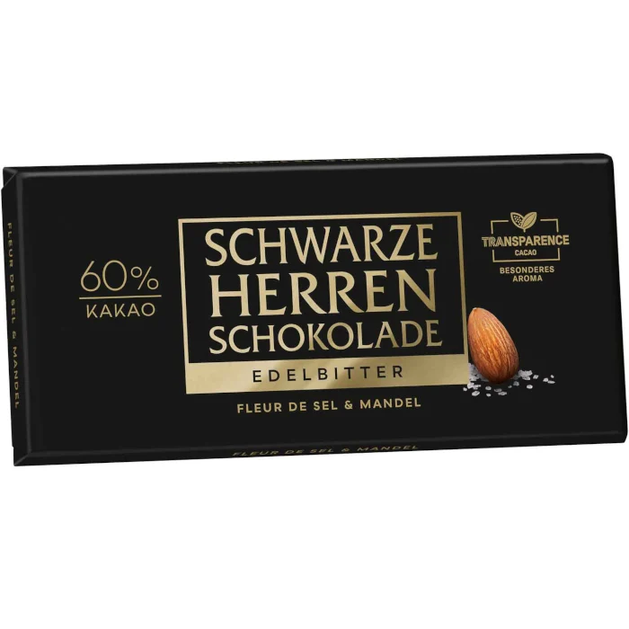 Schwarze Herren Schokolade Fleur de Sel & Mandel 100g / 3.52oz