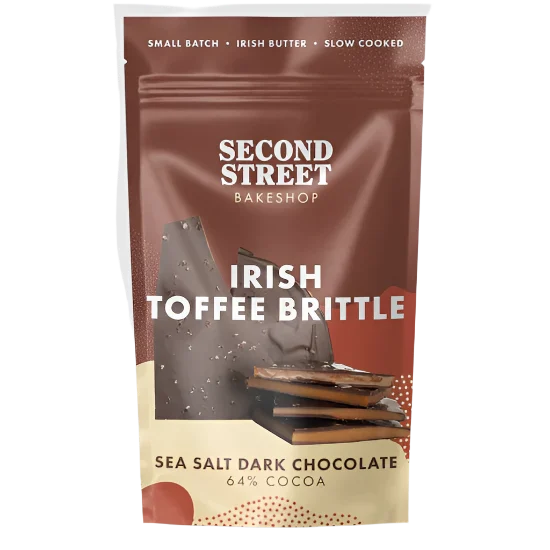 Second Street Bakeshop Irish Toffee Brittle Sea Salt Dark Chocolate 64% Cocoa 90g