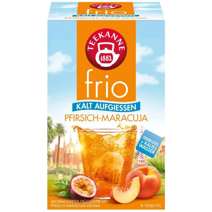 Teekanne frio Pfirsich-Maracuja Tee zum kalt aufgießen 18 Teebeutel