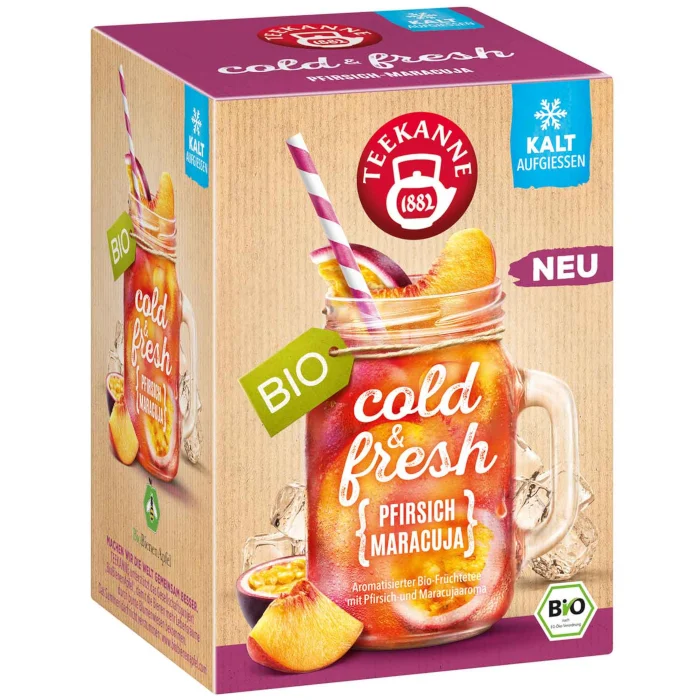 Teekanne cold & fresh Pfirsich Maracuja Biotee 15 Teebeutel