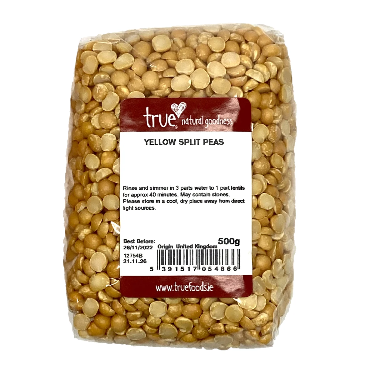 True Natural Goodness Yellow Split Peas 500g